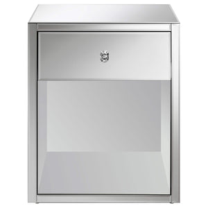 Mesa auxiliar con espejo y 1 cajón Coquette, color plateado