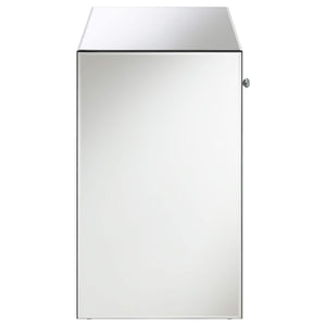 Mesa auxiliar con espejo y 1 cajón Coquette, color plateado