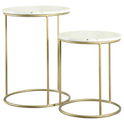 Vivienne 2-piece Marble Top Nesting Tables White and Gold