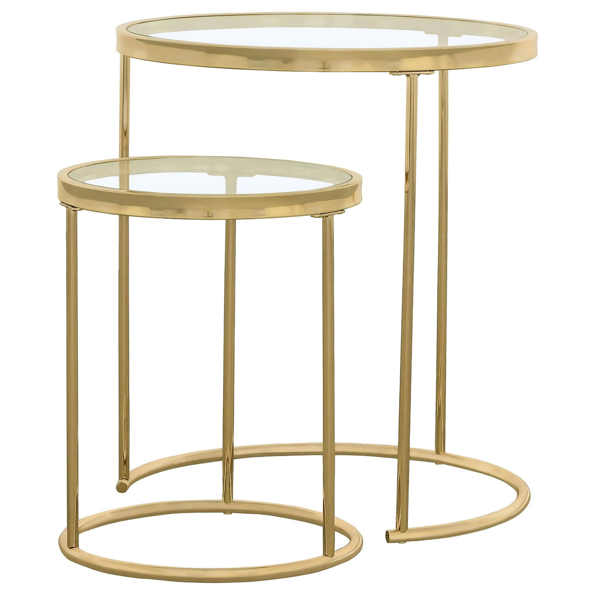 Juego de mesa nido redonda de cristal Maylin de 2 piezas, color dorado