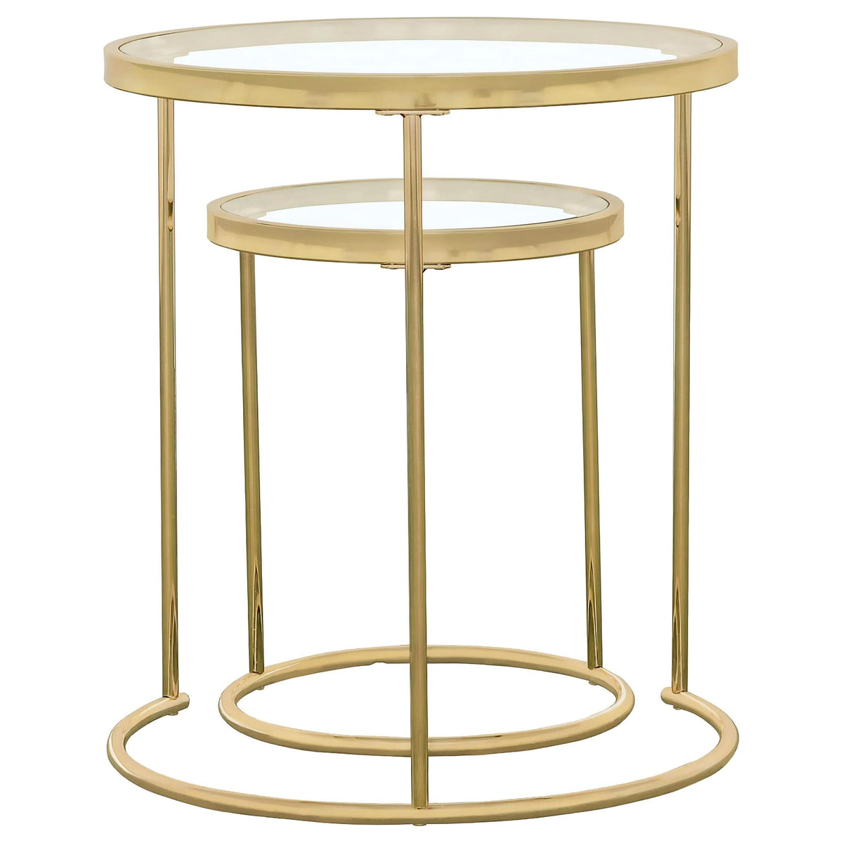 Juego de mesa nido redonda de cristal Maylin de 2 piezas, color dorado
