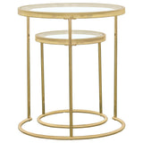 Juego de mesa nido redonda de cristal Maylin de 2 piezas, color dorado