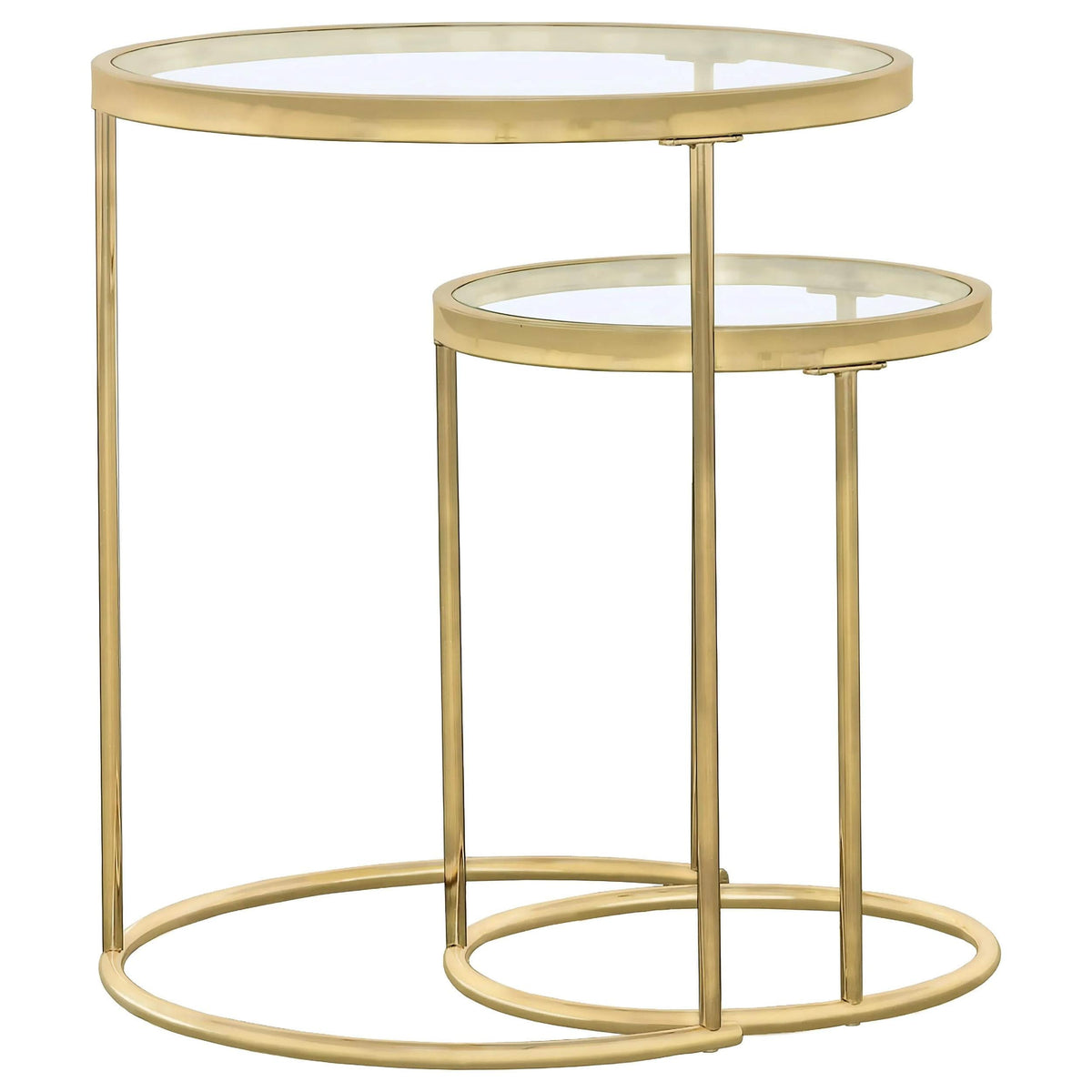 Juego de mesa nido redonda de cristal Maylin de 2 piezas, color dorado