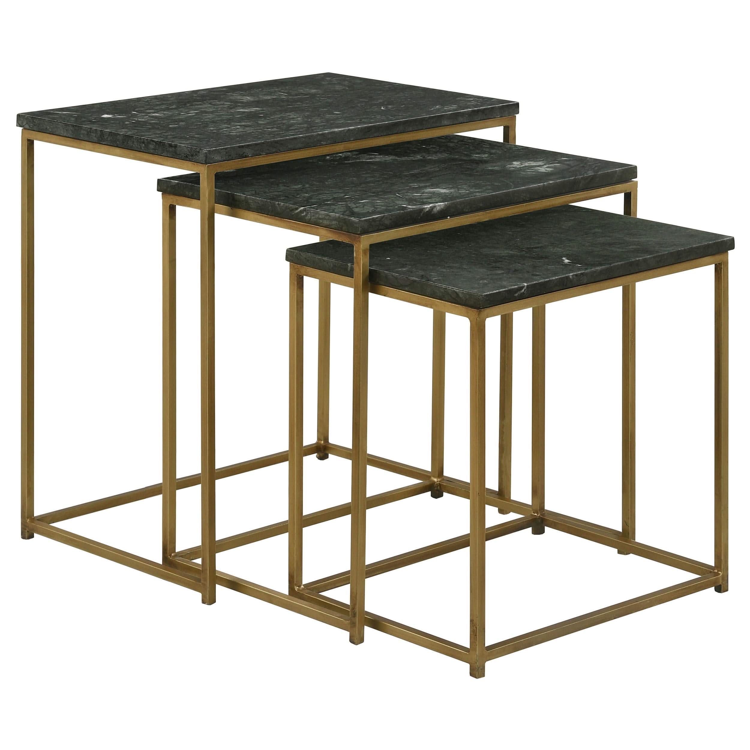 Juego de mesa nido Medora de 3 piezas con cubierta de mármol verde