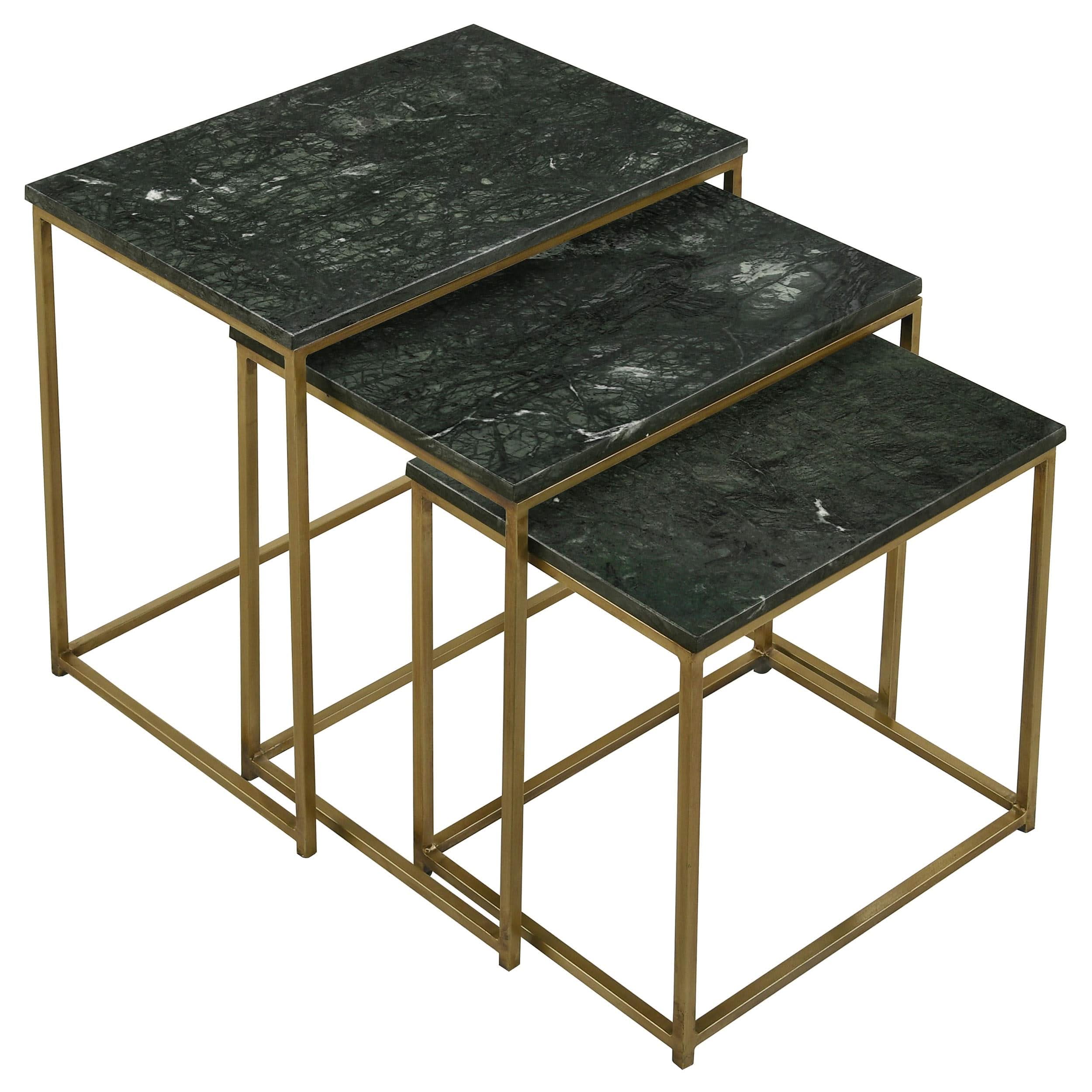 Juego de mesa nido Medora de 3 piezas con cubierta de mármol verde