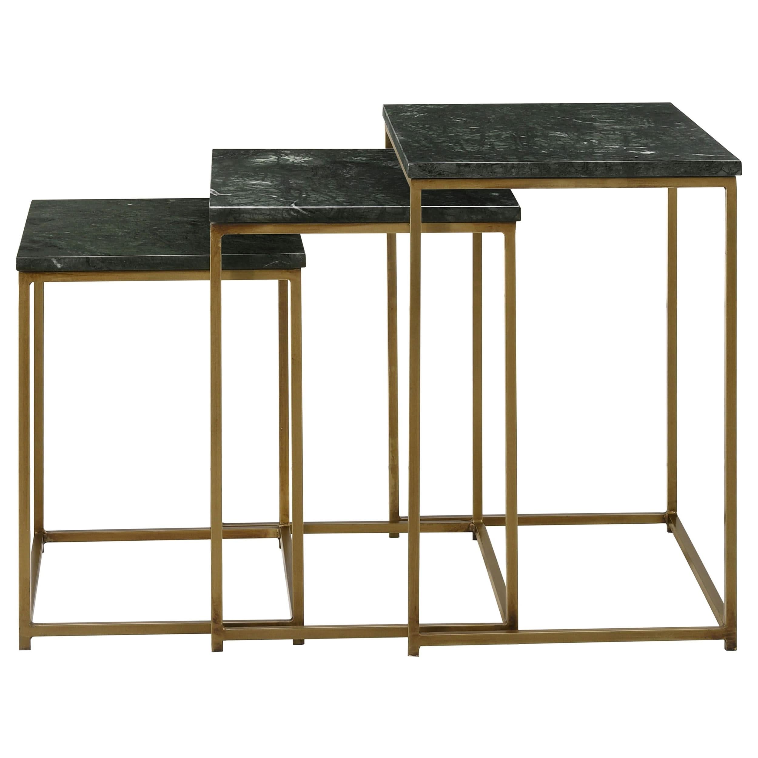 Juego de mesa nido Medora de 3 piezas con cubierta de mármol verde