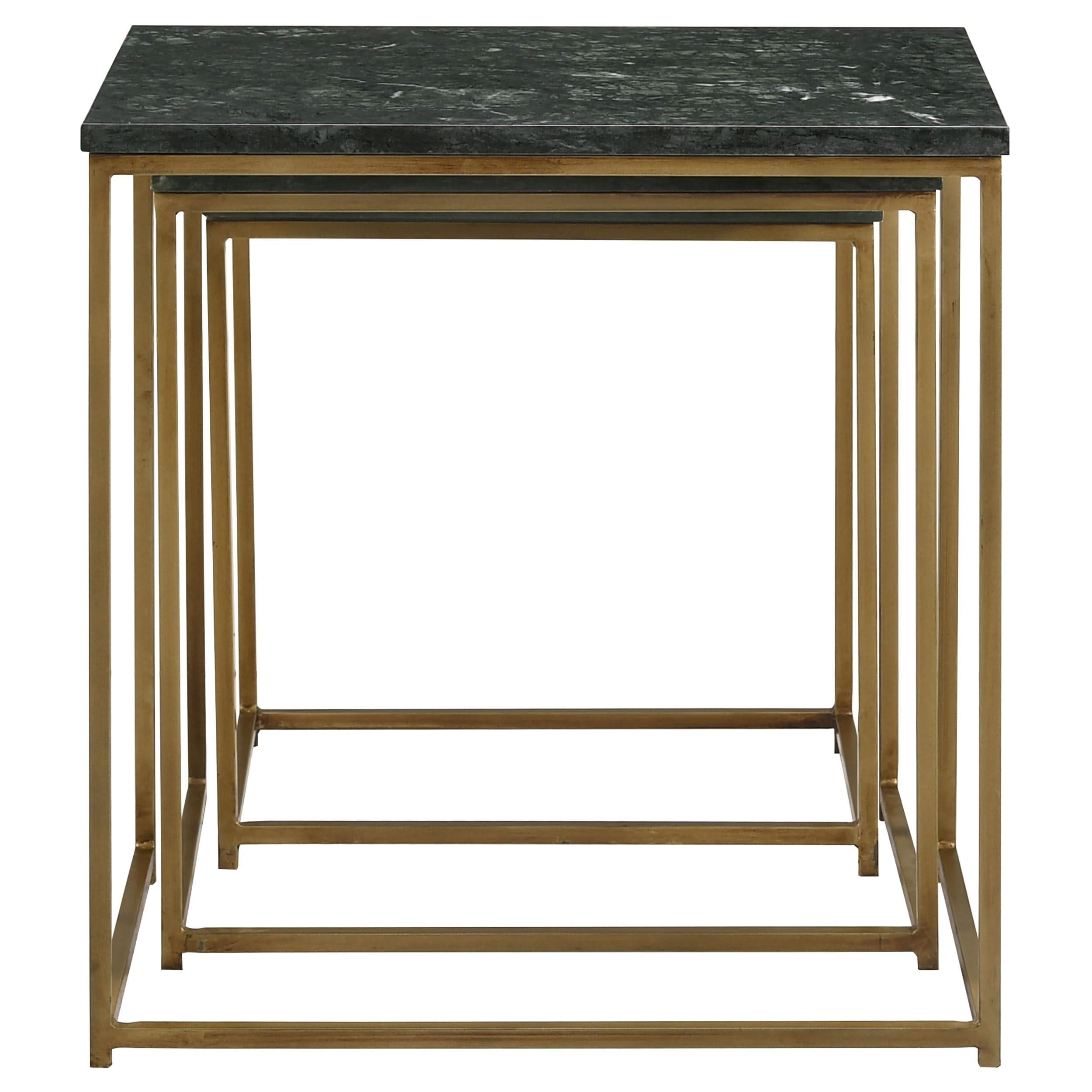 Juego de mesa nido Medora de 3 piezas con cubierta de mármol verde