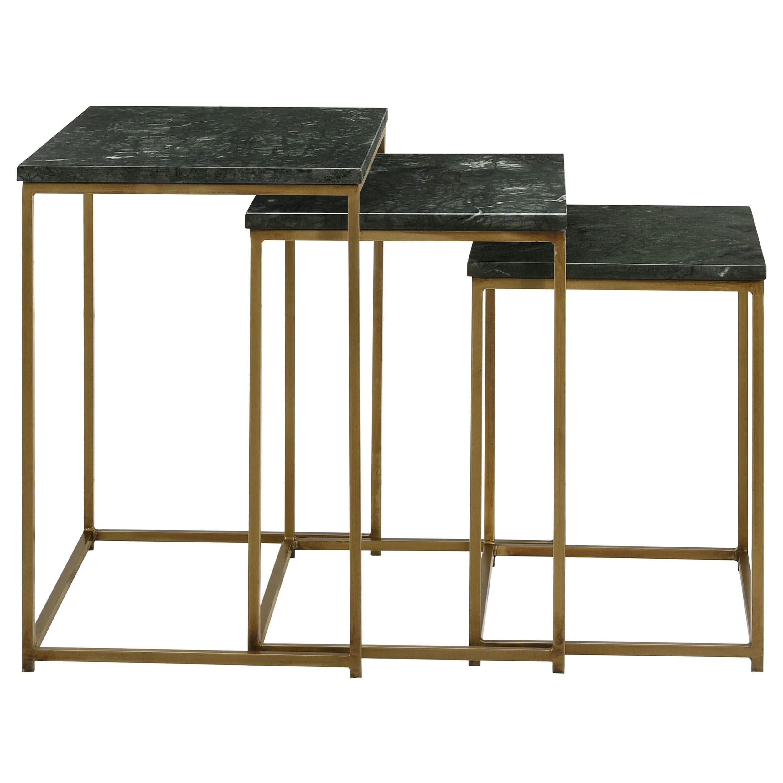 Juego de mesa nido Medora de 3 piezas con cubierta de mármol verde