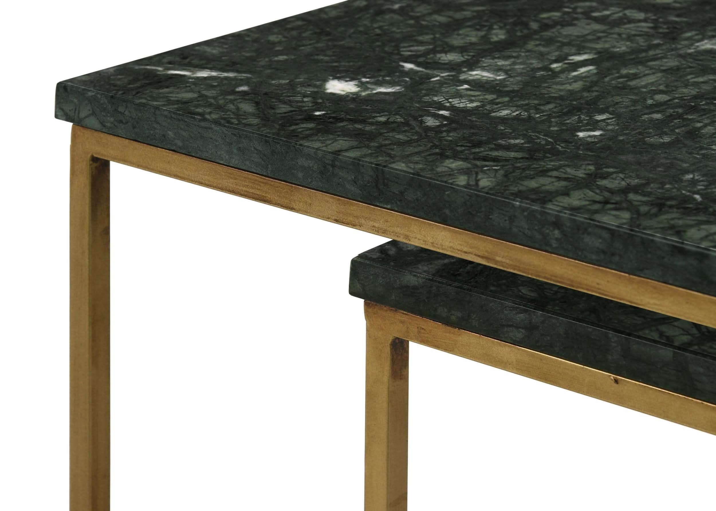 Juego de mesa nido Medora de 3 piezas con cubierta de mármol verde