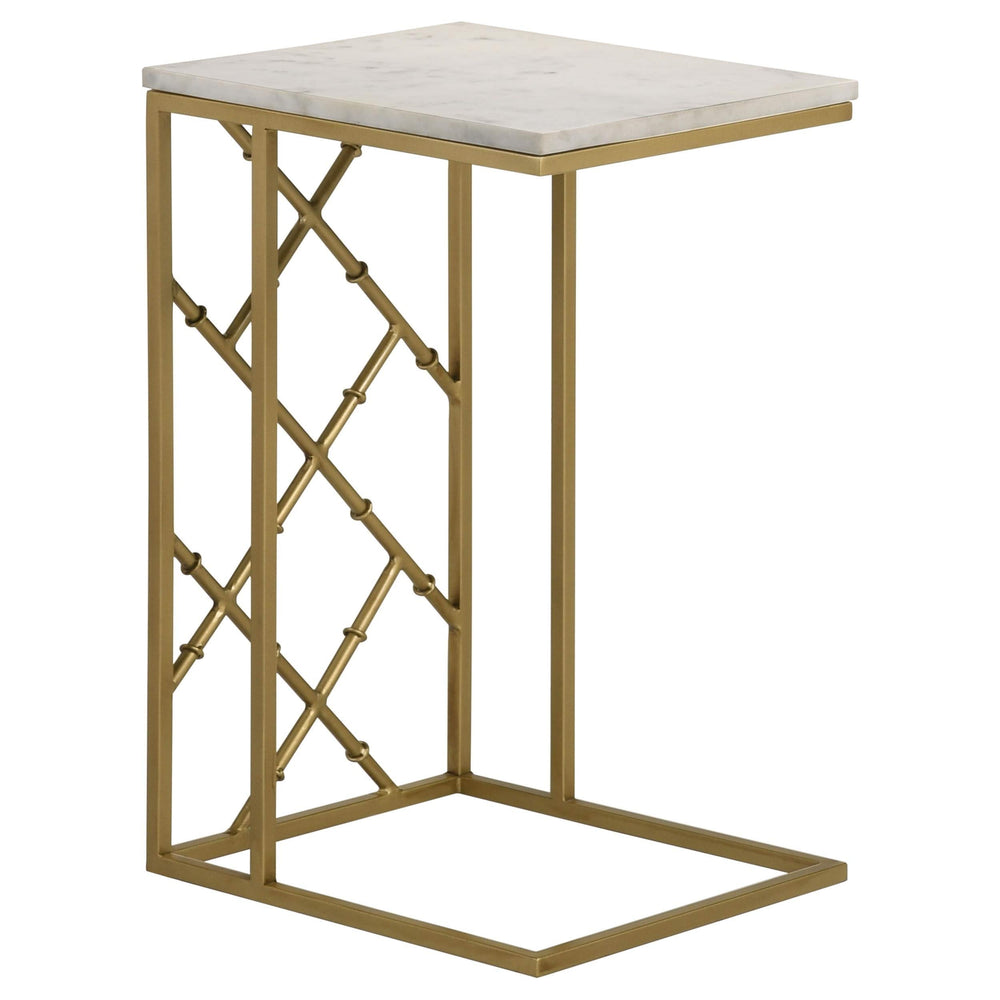 Angeliki Marble Top C-Shape Sofa Side Table Antique Gold