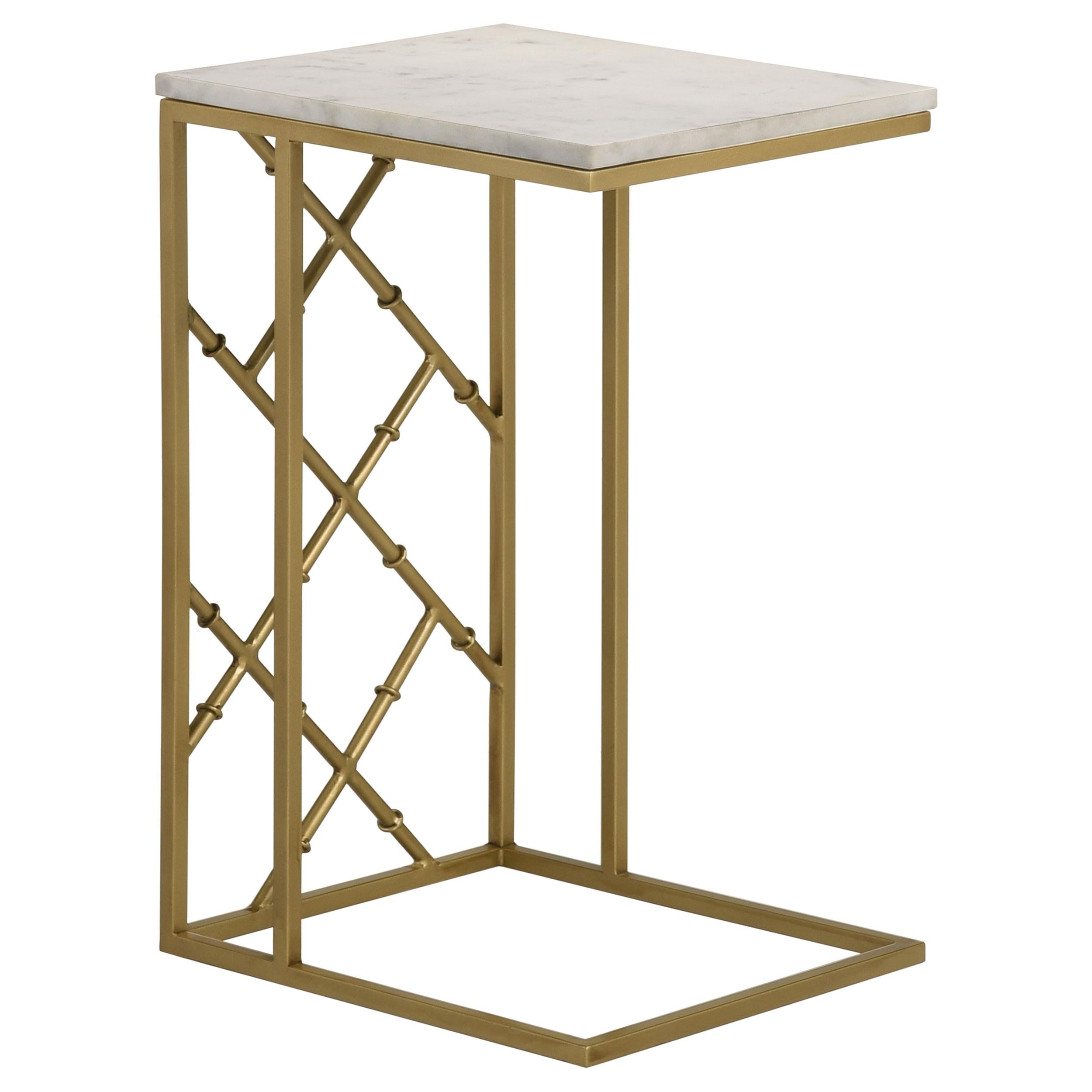 Angeliki Marble Top C-Shape Sofa Side Table Antique Gold