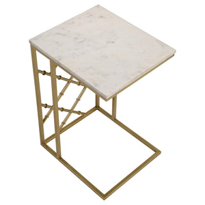 Angeliki Marble Top C-Shape Sofa Side Table Antique Gold
