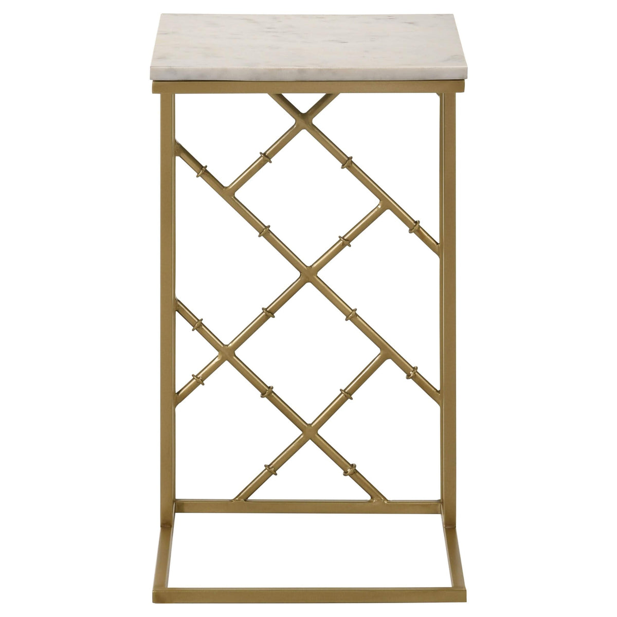 Angeliki Marble Top C-Shape Sofa Side Table Antique Gold