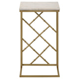 Angeliki Marble Top C-Shape Sofa Side Table Antique Gold