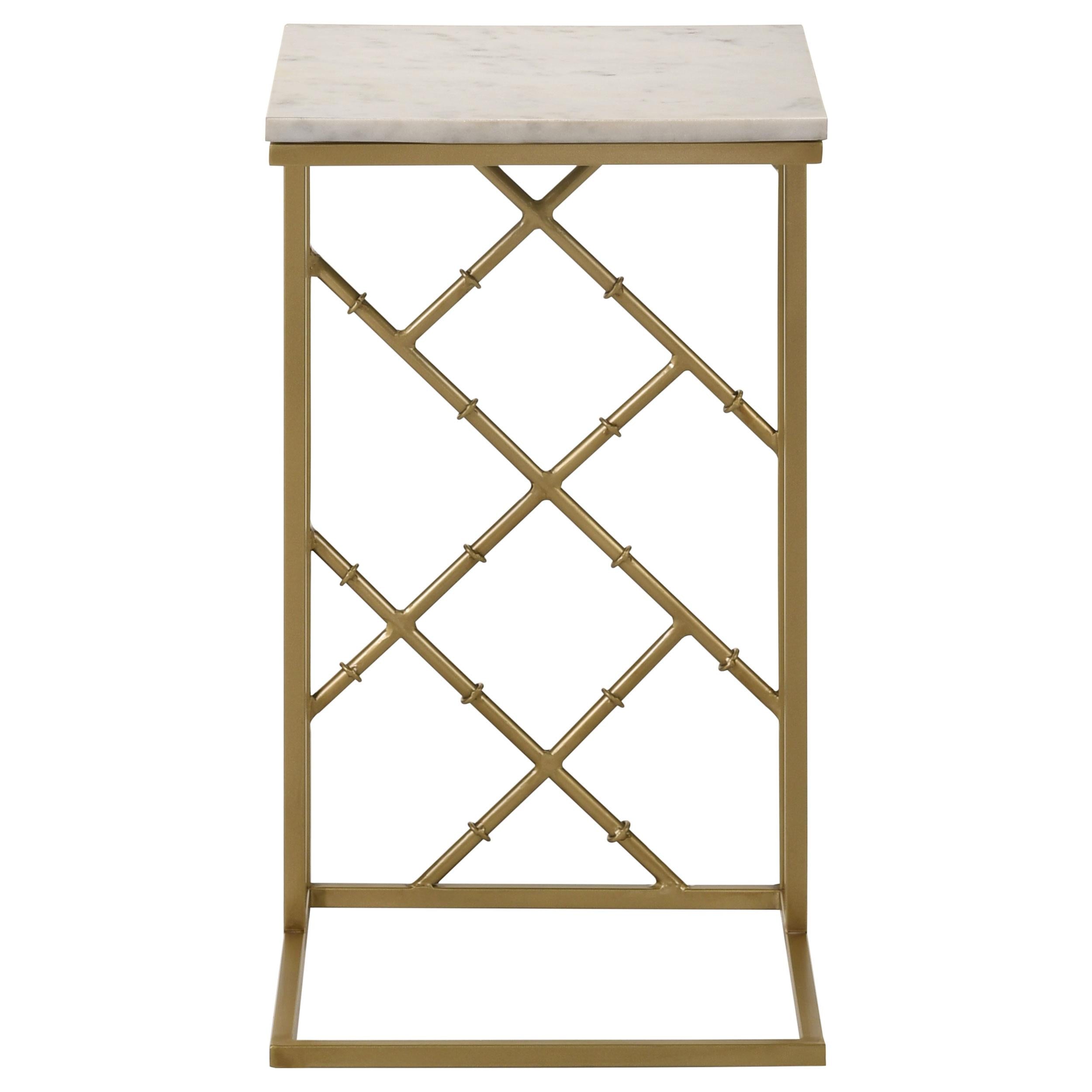 Angeliki Marble Top C-Shape Sofa Side Table Antique Gold