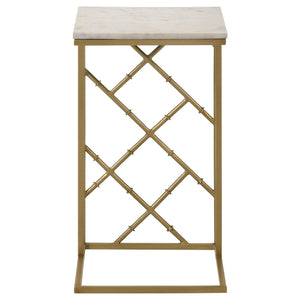 Angeliki Marble Top C-Shape Sofa Side Table Antique Gold