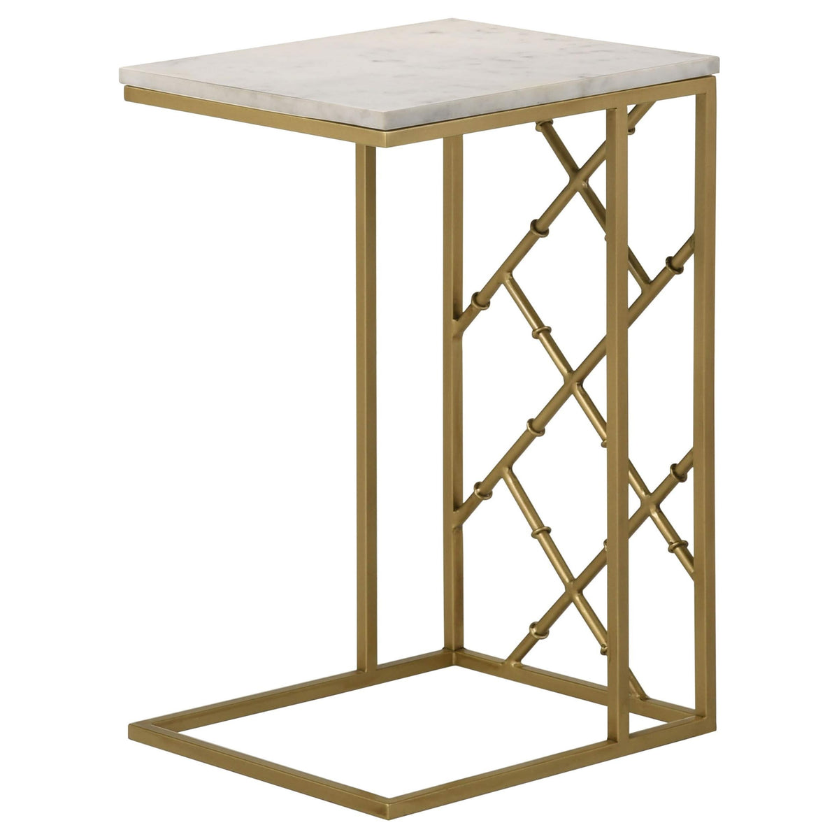 Angeliki Marble Top C-Shape Sofa Side Table Antique Gold