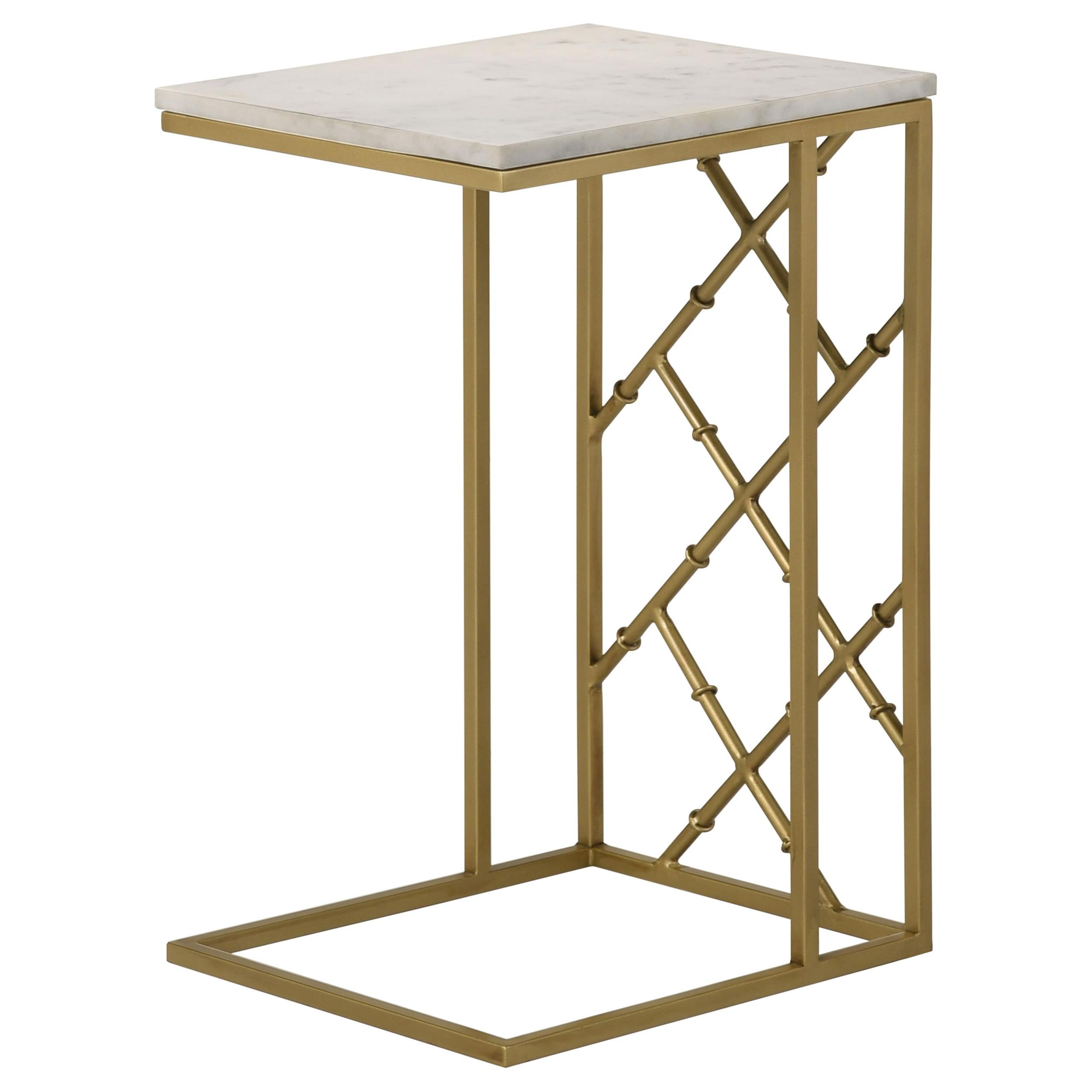 Angeliki Marble Top C-Shape Sofa Side Table Antique Gold