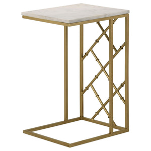 Angeliki Marble Top C-Shape Sofa Side Table Antique Gold