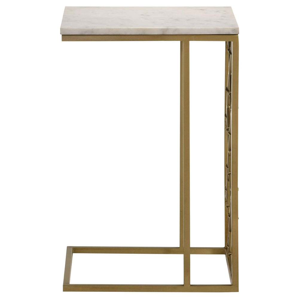 Angeliki Marble Top C-Shape Sofa Side Table Antique Gold