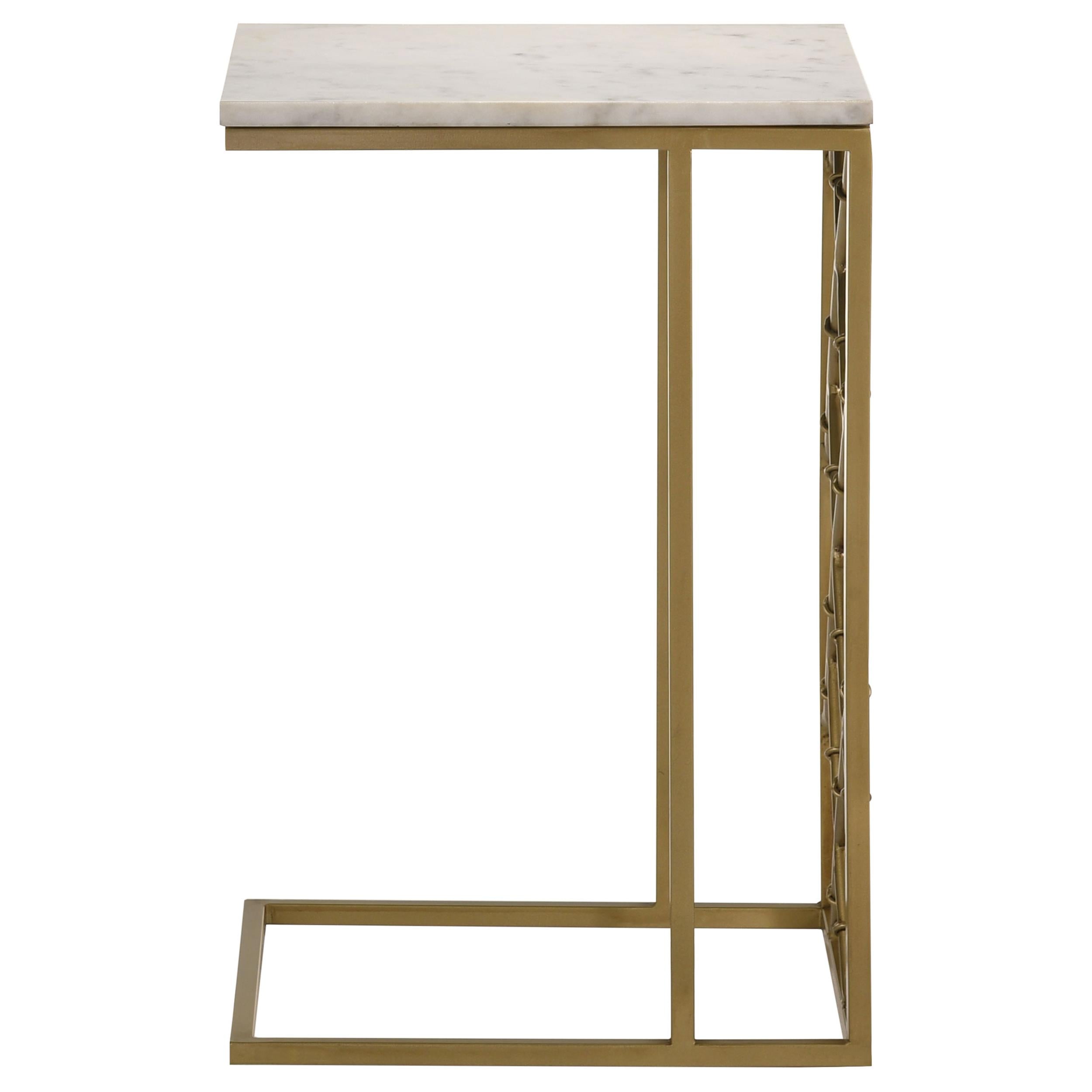 Angeliki Marble Top C-Shape Sofa Side Table Antique Gold
