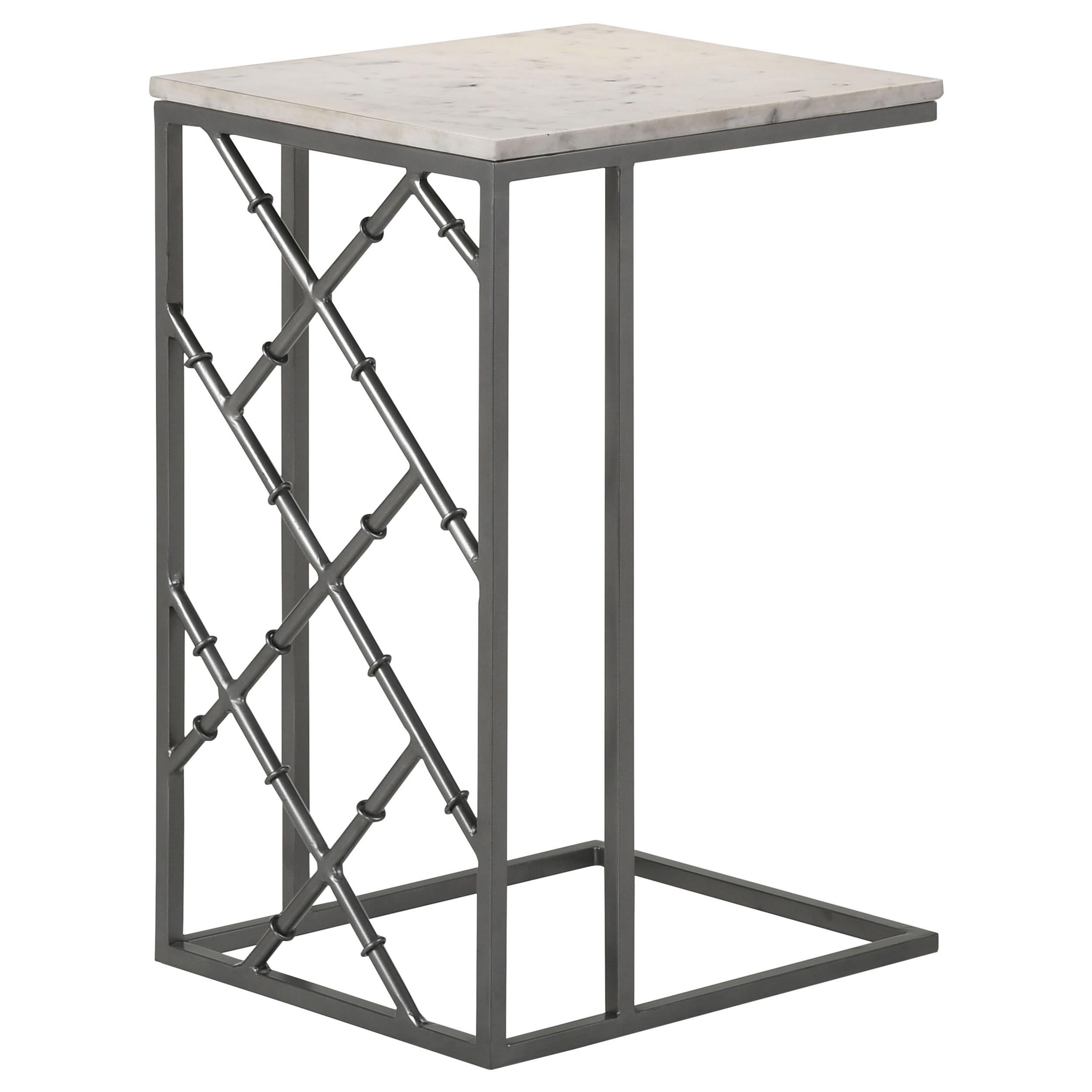 Angeliki Marble Top C-Shape Sofa Side Table Gunmetal