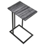 Mesa auxiliar de sofá Vicente con superficie de mármol en forma de C, gris