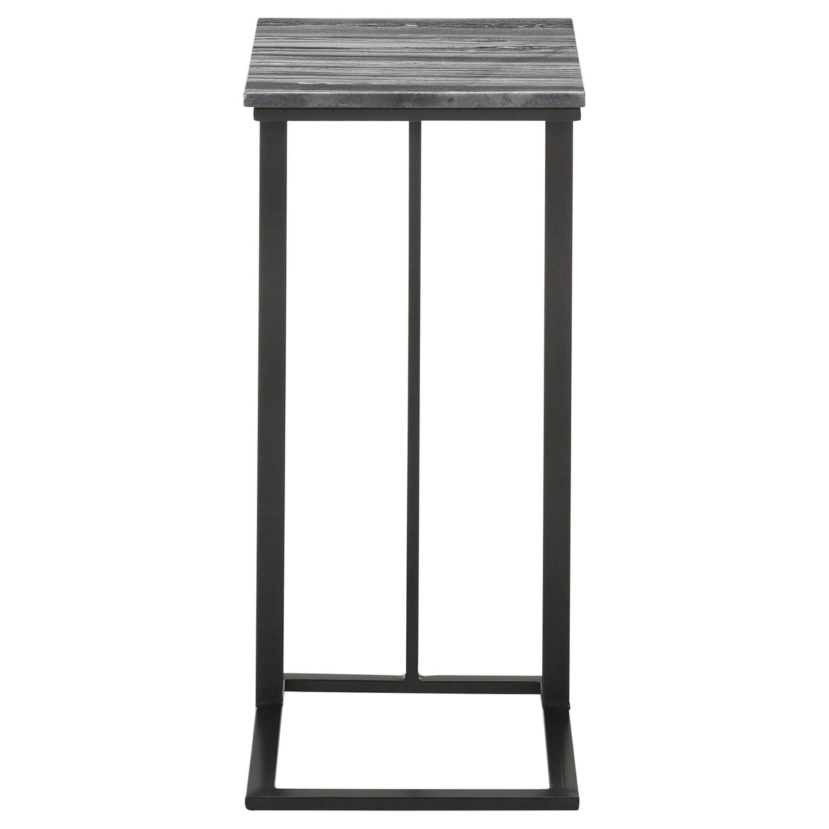 Mesa auxiliar de sofá Vicente con superficie de mármol en forma de C, gris