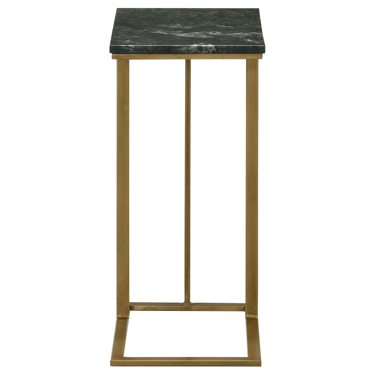 Mesa auxiliar de sofá en forma de C con superficie de mármol Vicente, color verde
