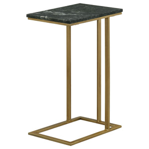 Mesa auxiliar de sofá en forma de C con superficie de mármol Vicente, color verde