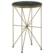 Eliska Round Green Marble Top Accent Side Table Antique Gold