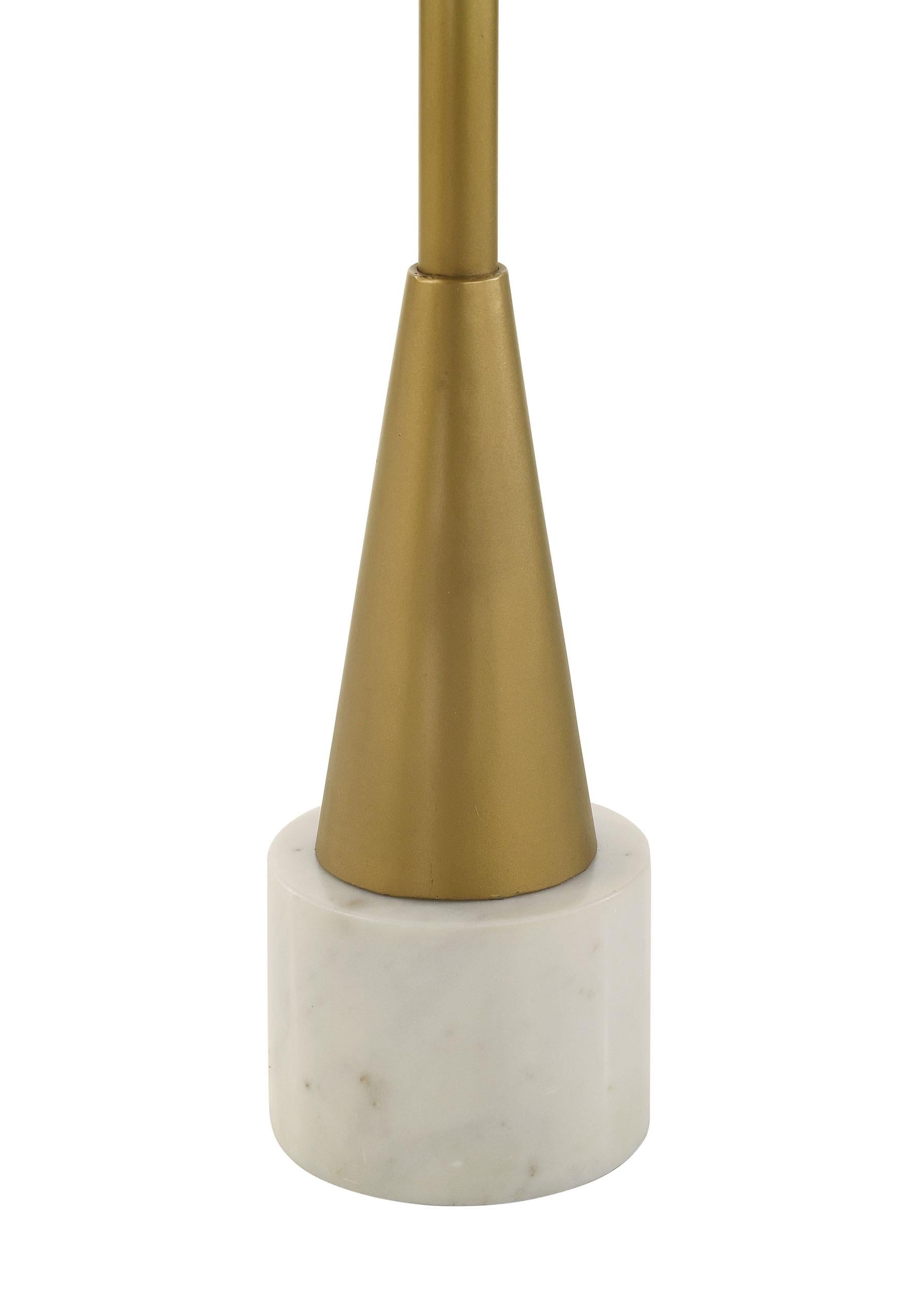 Alpine Round Metal Tray Side Table with Marble Base Gold