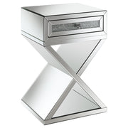 Hazel 1-drawer Mirrored Accent Side Table Silver