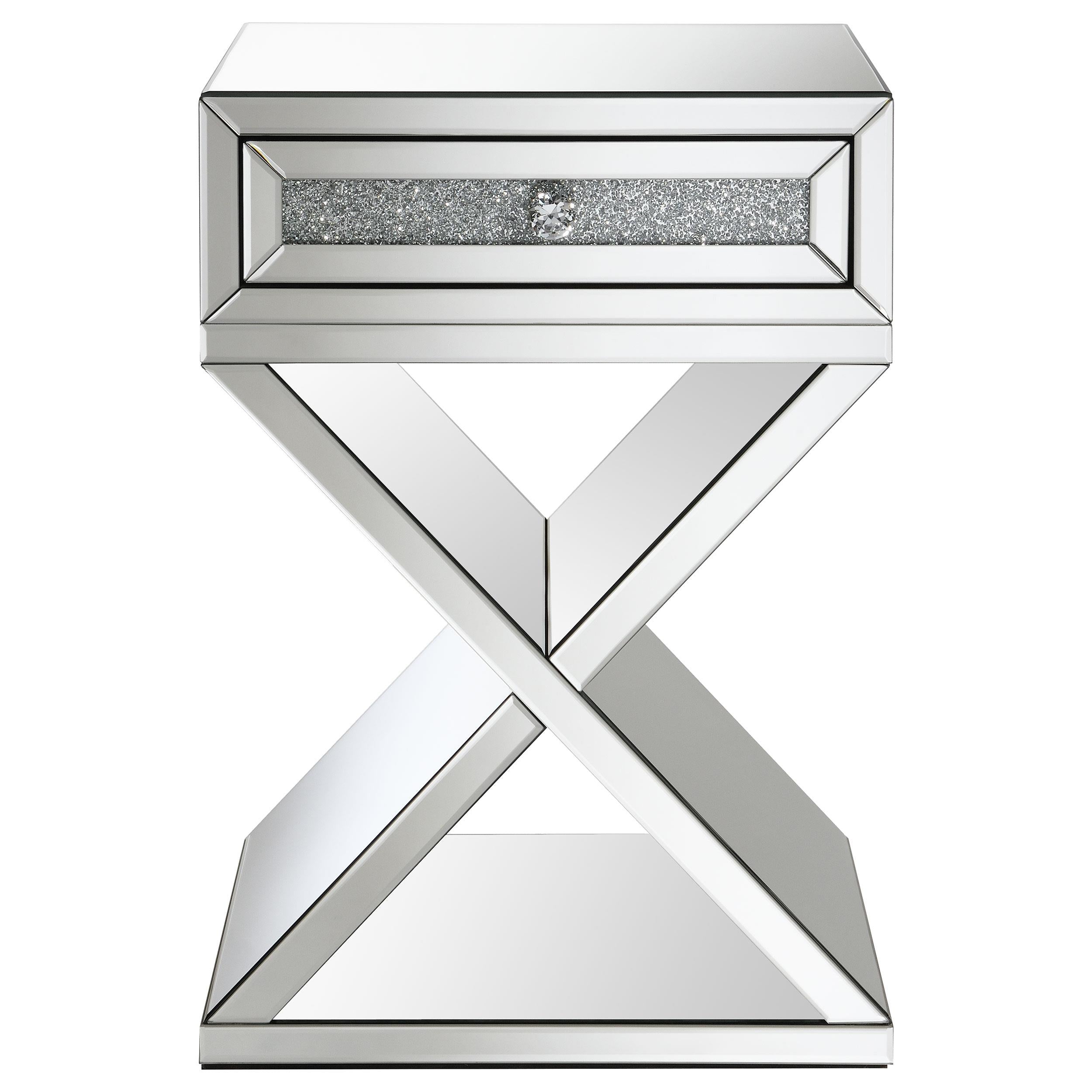 Hazel 1-drawer Mirrored Accent Side Table Silver