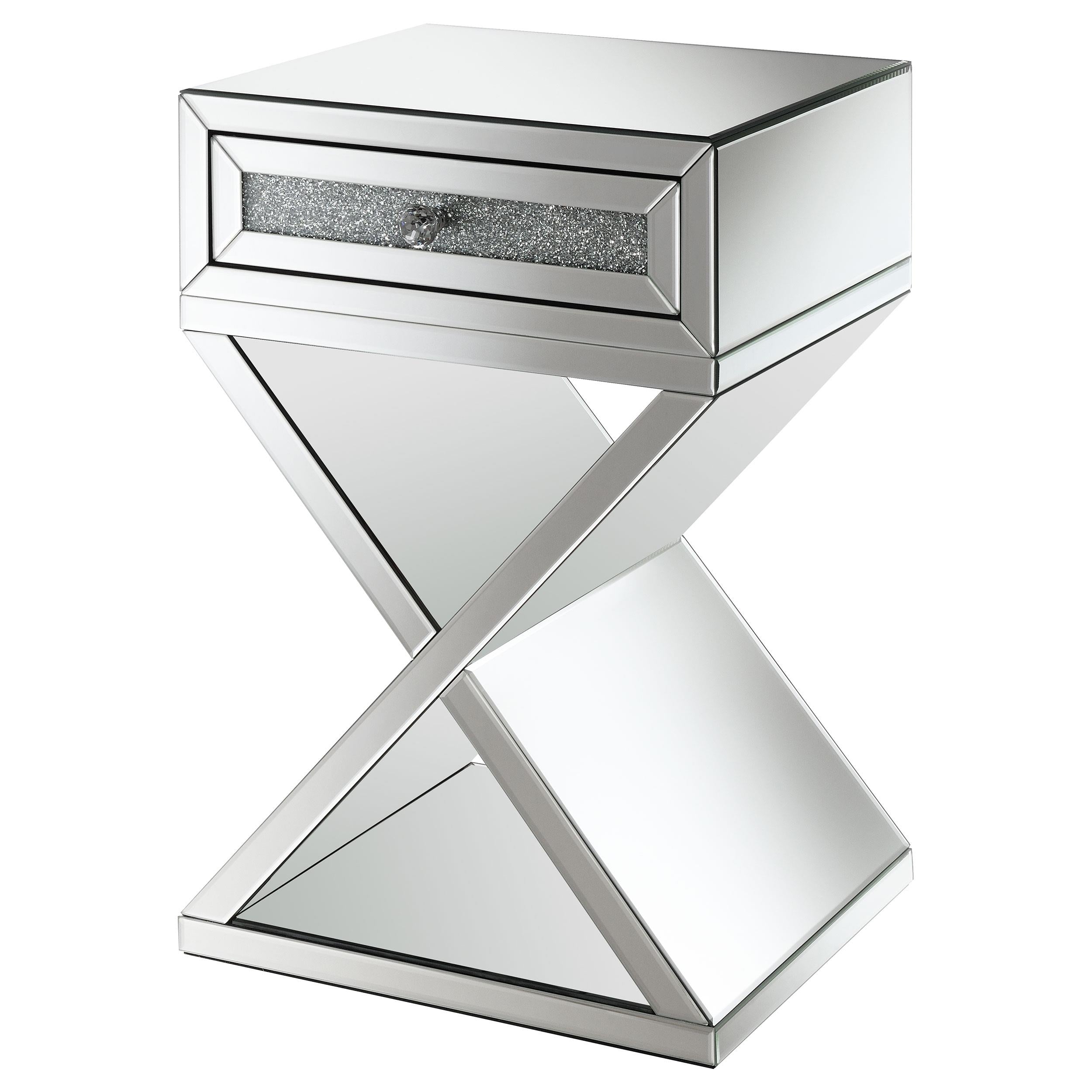 Hazel 1-drawer Mirrored Accent Side Table Silver