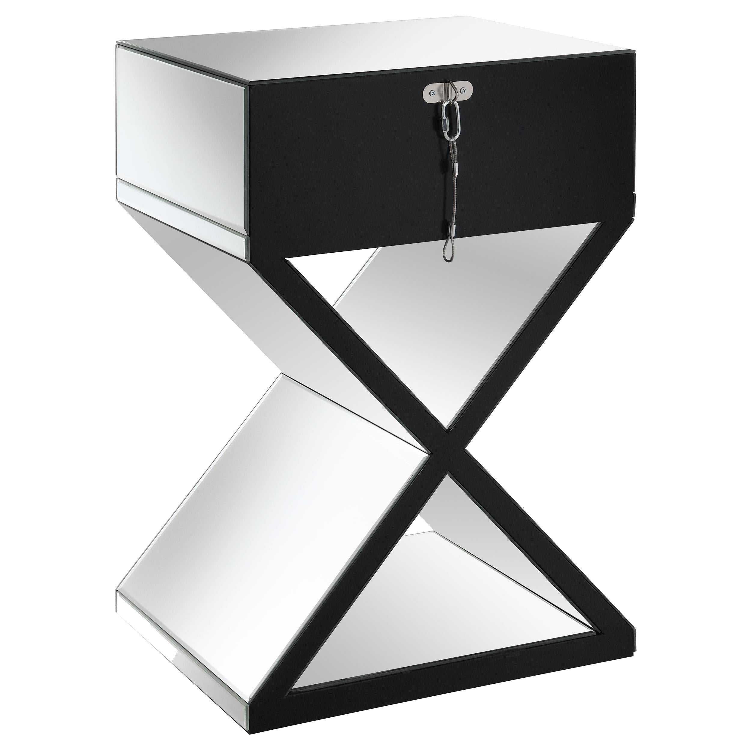 Hazel 1-drawer Mirrored Accent Side Table Silver