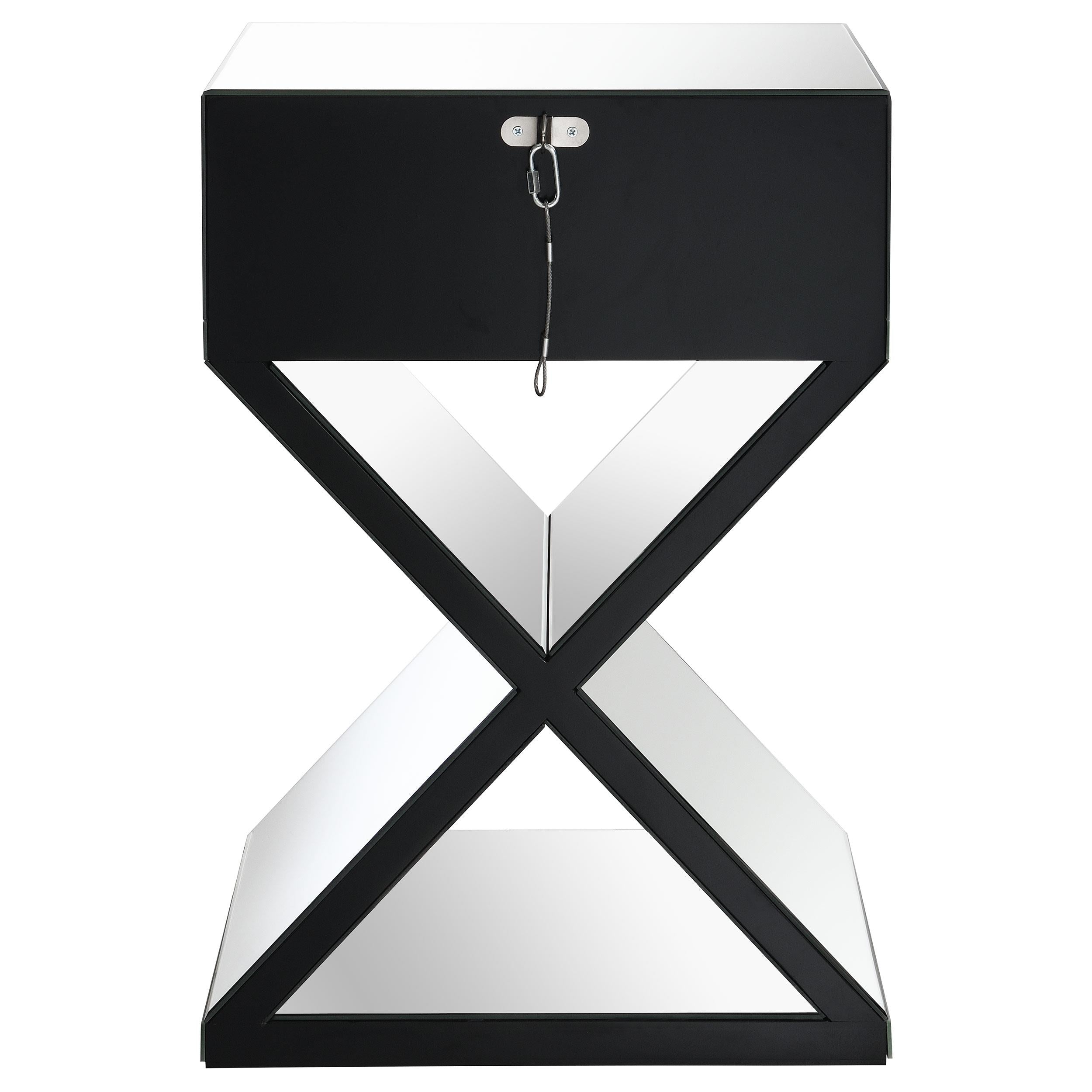 Hazel 1-drawer Mirrored Accent Side Table Silver