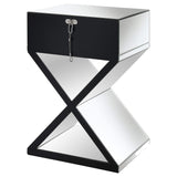 Mesa auxiliar con espejo y 1 cajón color Hazel, color plateado