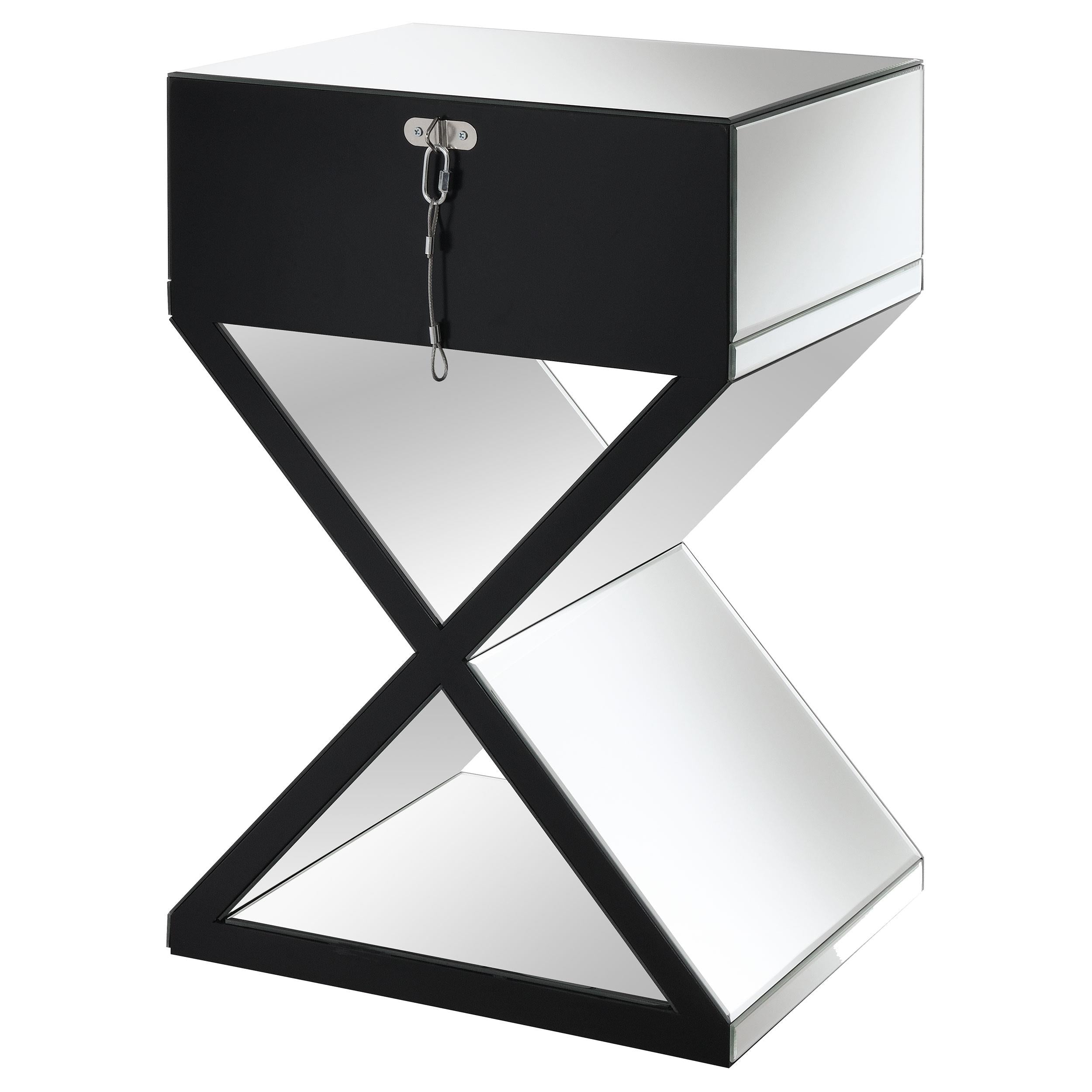 Hazel 1-drawer Mirrored Accent Side Table Silver