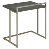Mesa auxiliar rectangular Dani en forma de C, color gris desgastado