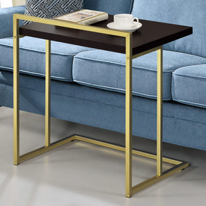Mesa auxiliar rectangular Dani en forma de C, color capuchino