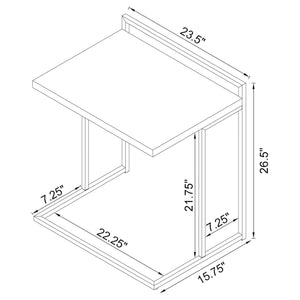 Mesa auxiliar rectangular Dani en forma de C, color capuchino