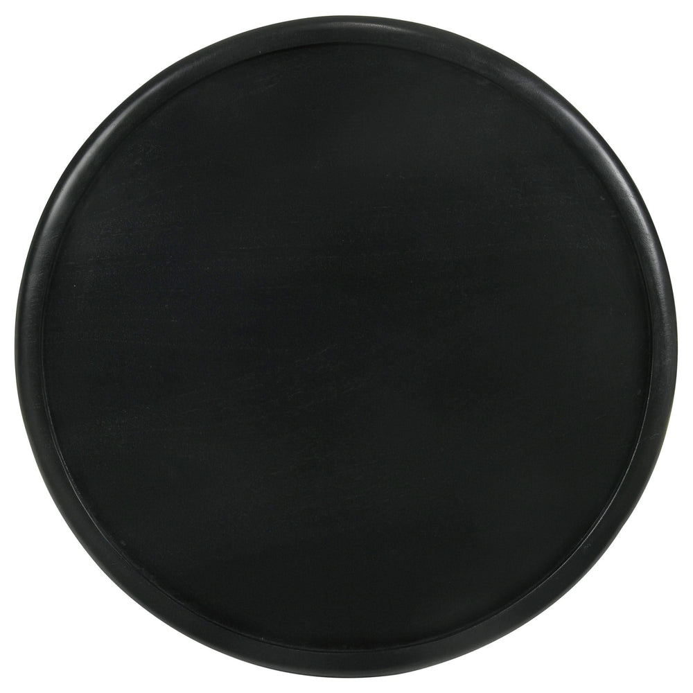 Krish 18-inch Round Mango Wood Side Table Black Stain