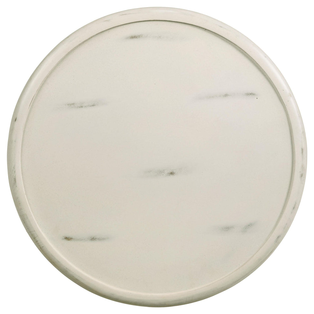 Mesa auxiliar redonda de madera de mango Krish de 18 pulgadas, lavada en blanco