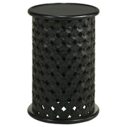 Krish 24-inch Round Mango Wood Side Table Black Stain