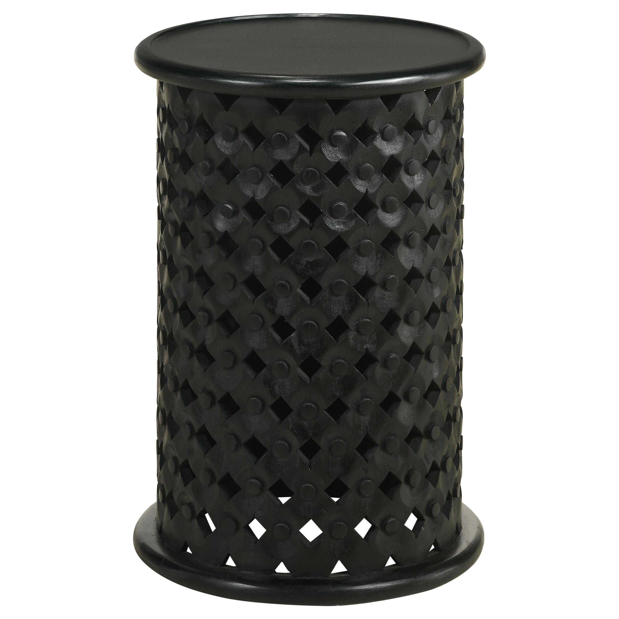 Krish 24-inch Round Mango Wood Side Table Black Stain