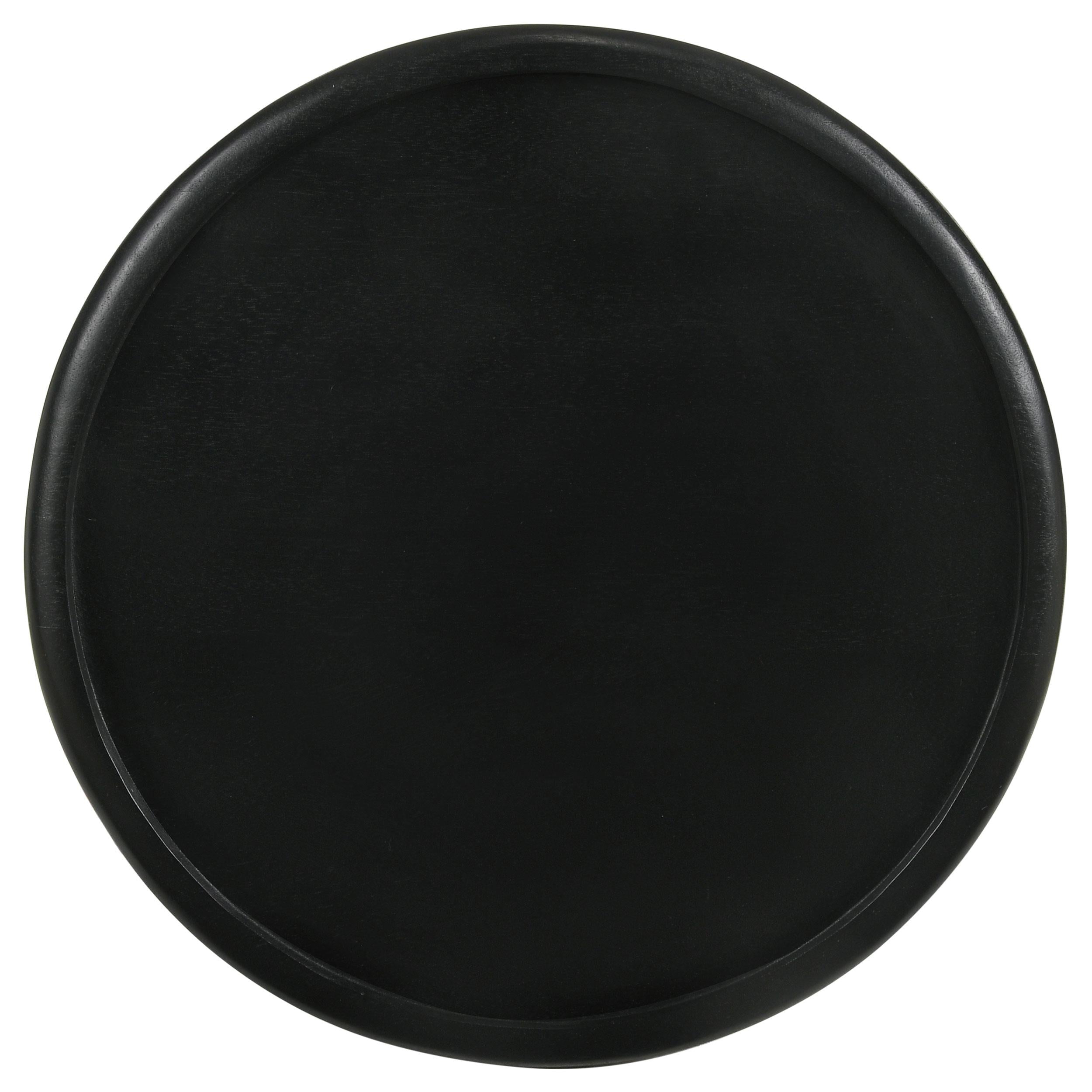Krish 24-inch Round Mango Wood Side Table Black Stain