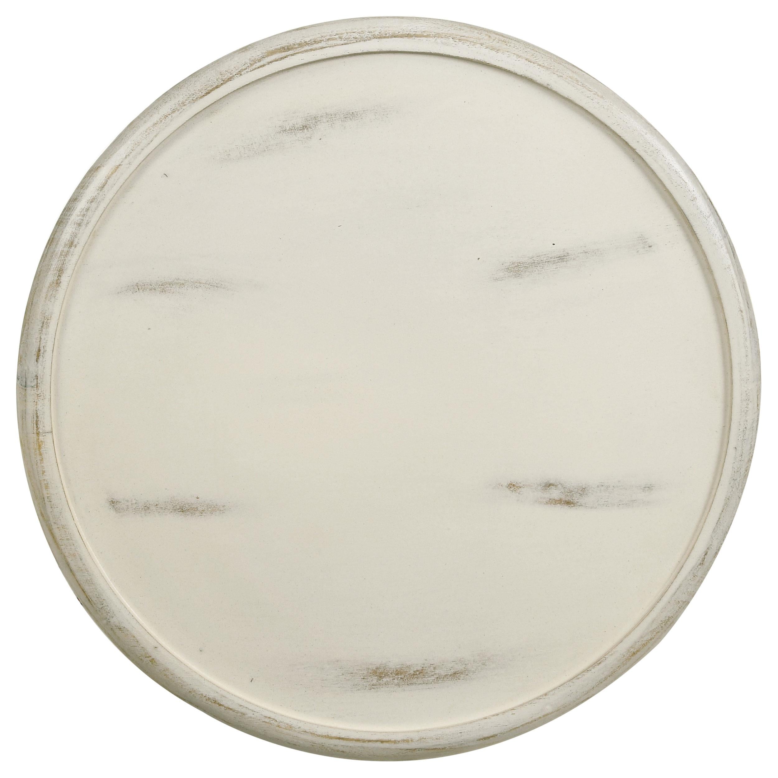 Krish 24-inch Round Mango Wood Side Table White Washed