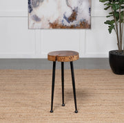 Keith Round Solid Tree Trunk Side Table Natural and Black