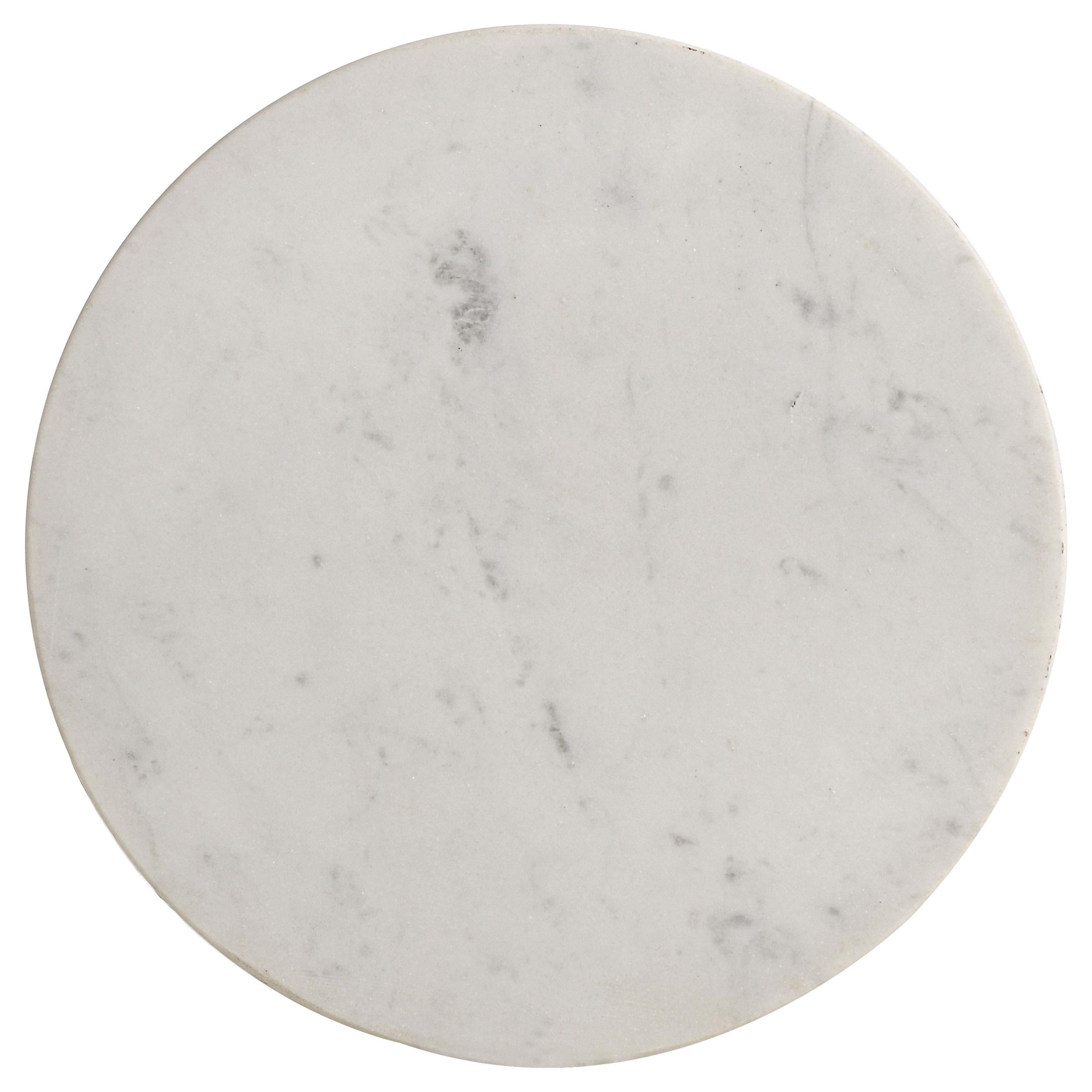 Fulcher Round Marble Top Accent Side Table White and Gold